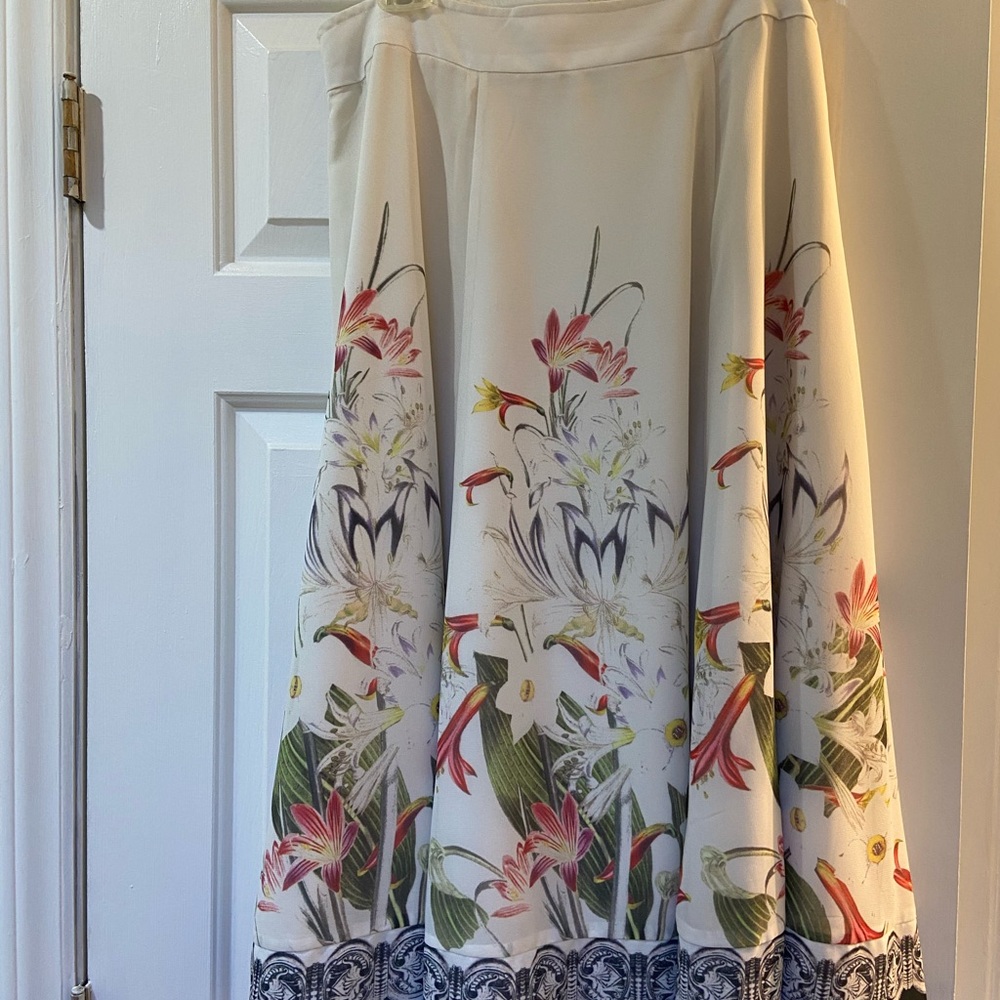 Floral Border Print Cream Skirt by Soft Surroundings